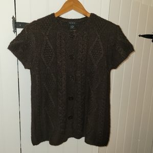 Calvin Klein chocolate brown short sleeve cardigan sweater size M